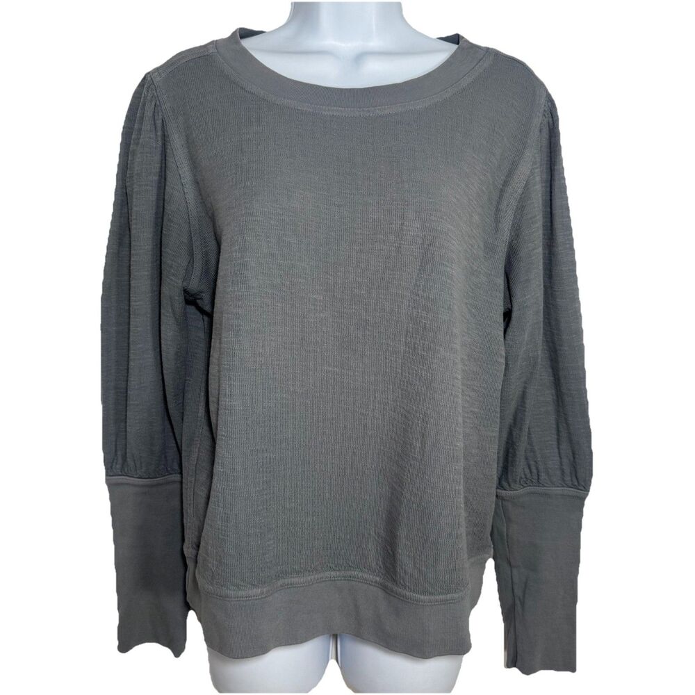 Apiece Apart Olimpio Sweatshirt Puff Sleeve Grey Organic Cotton Women Medium USA